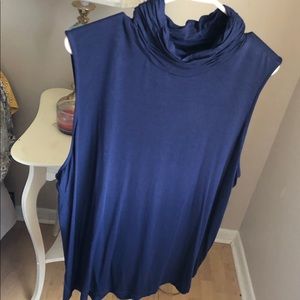 Sleeveless ruched mock neck top